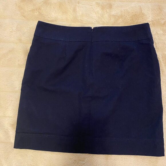 Talbots Cotton Navy Above Knee Length Pencil Skirt Sz 16 Preppy and Classic - Picture 3 of 4